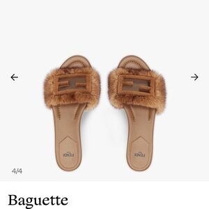 Fendi Mink Baguette Slides